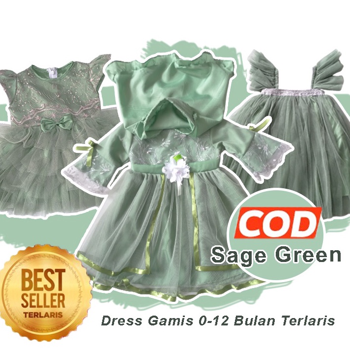 88 Baju Warna Sage Green 6 12 Bulan FREE PITA Dress Warna Sage Green Terlaris Import Gaun Sage Green