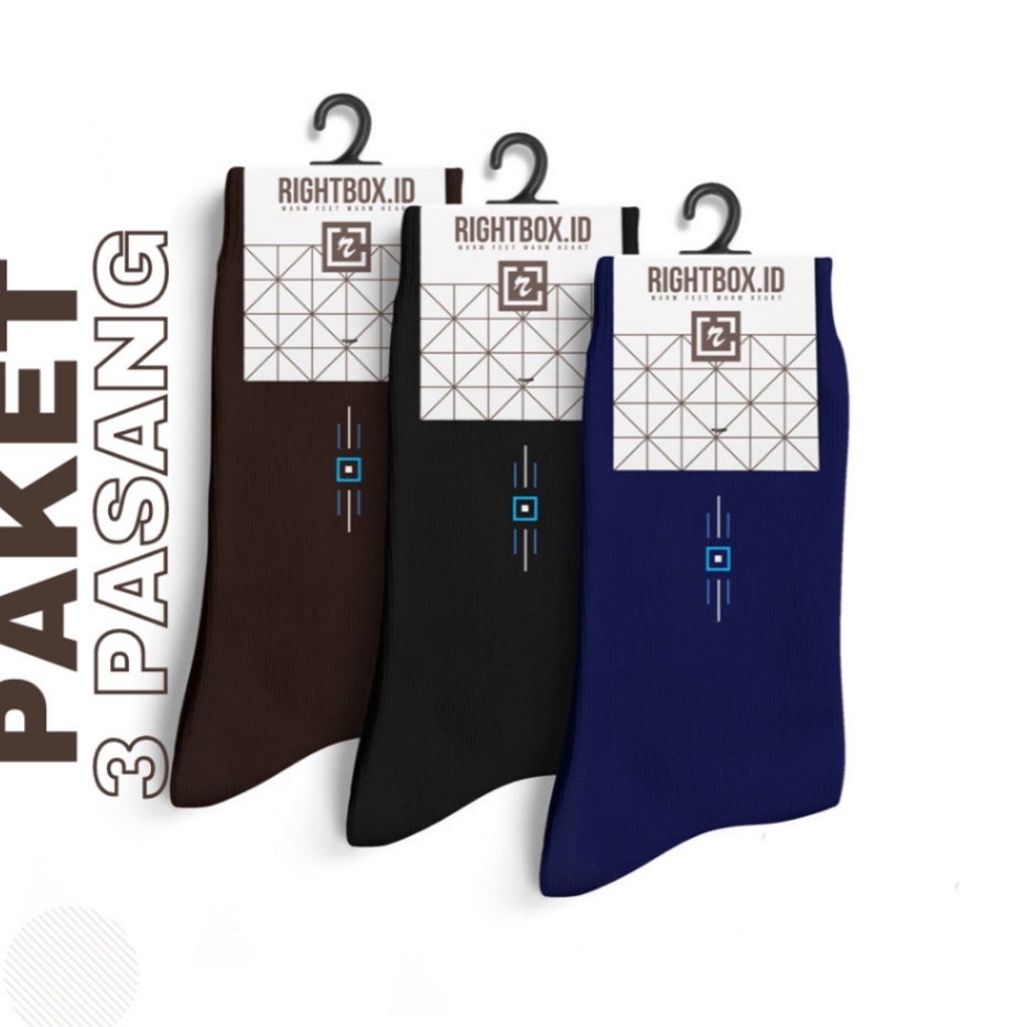 PROMO SALE Rightbox Paket 3 Pasang Kaos Kaki Kantor Rightbox Motif Minimalis Allsize Dewasa
