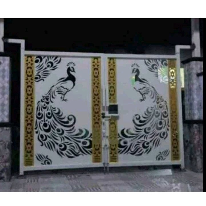 Pintu pagar plat cutting batik clasik tempa kanopi hias plat cutting laser