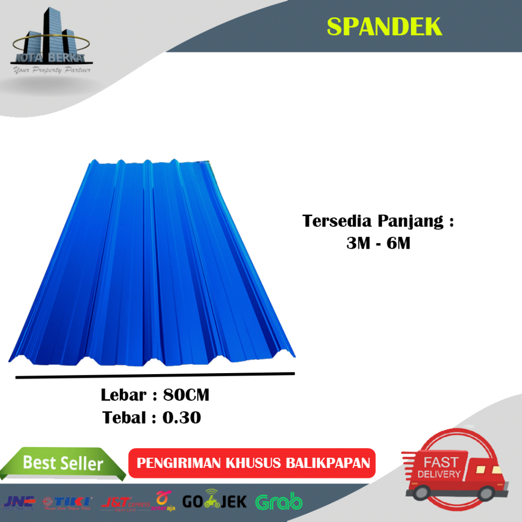 ATAP SPANDEK ZINC/ SENG SPANDEK 0,30 mm x 80 CM PER LEMBAR