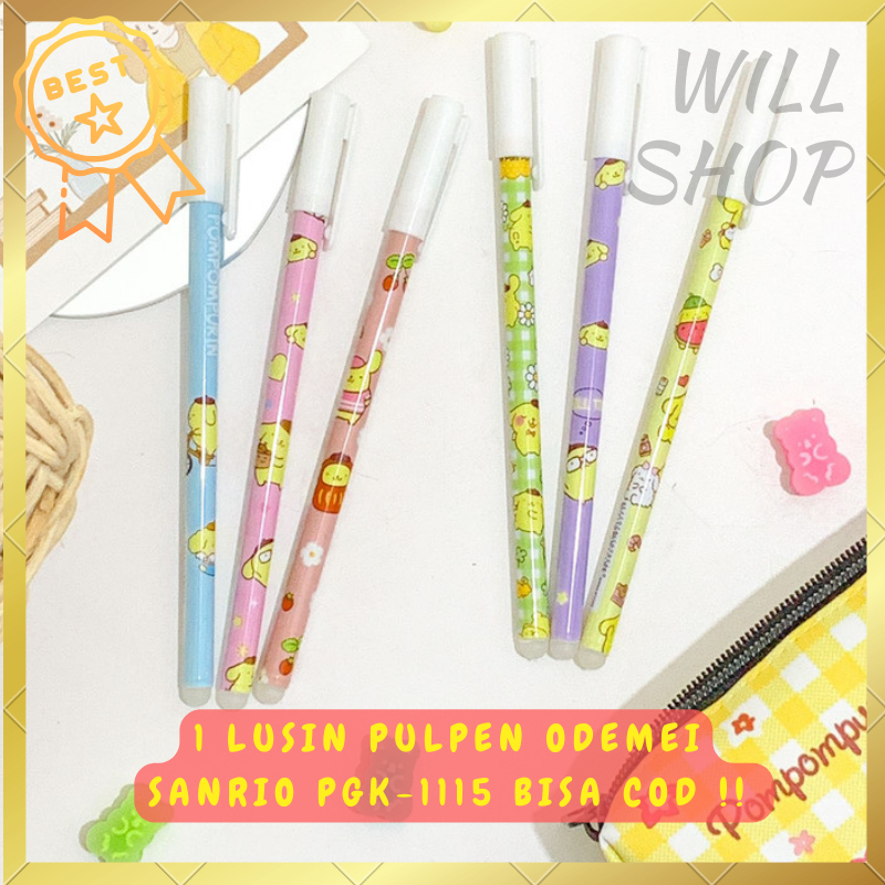 

READY LUSINAN / 12 PCS PULPEN ODEMEI SANRIO PGK-1115 MOTIF POMPOMPURIN / TINTA HITAM BISA DI HAPUS / ALAT TULIS SEKOLAH KANTOR TERBARU DAN TERMURAH
