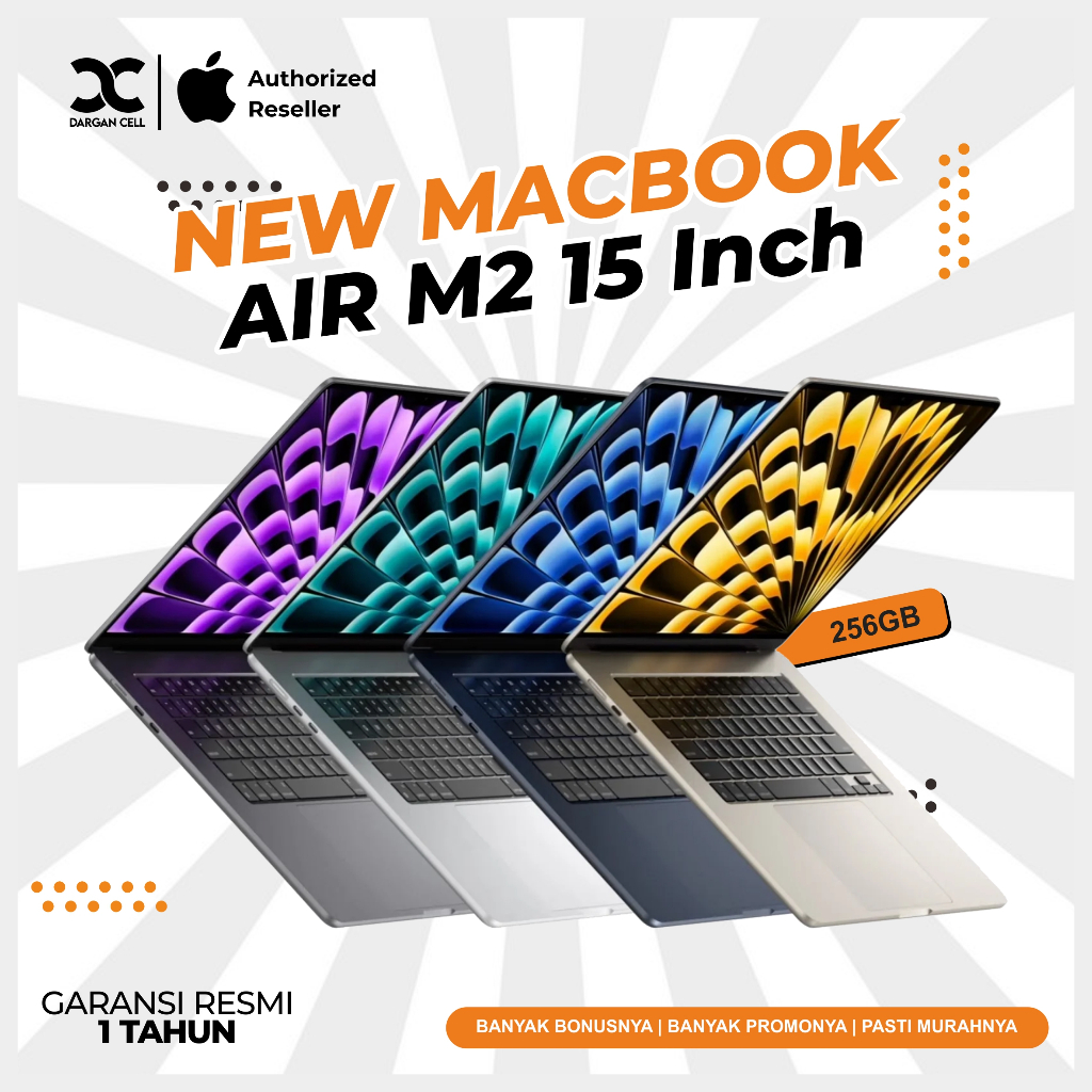 MACBOOK AIR M2 15" 2023 256GB GARANSI RESMI 1 TAHUN