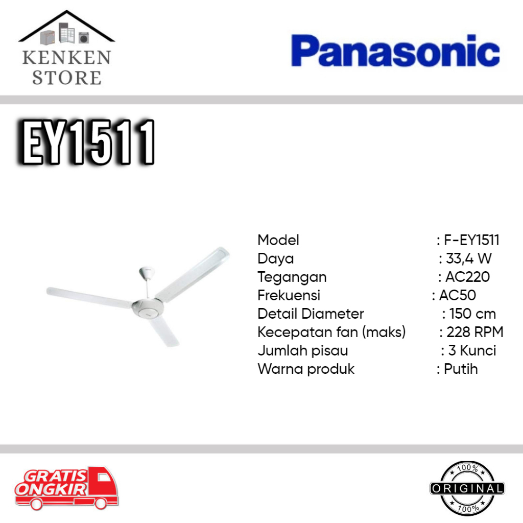 CELLING FAN PANASONIC EY1511 KIPAS ANGIN GANTUNG KIPAS ANGIN PLAFON