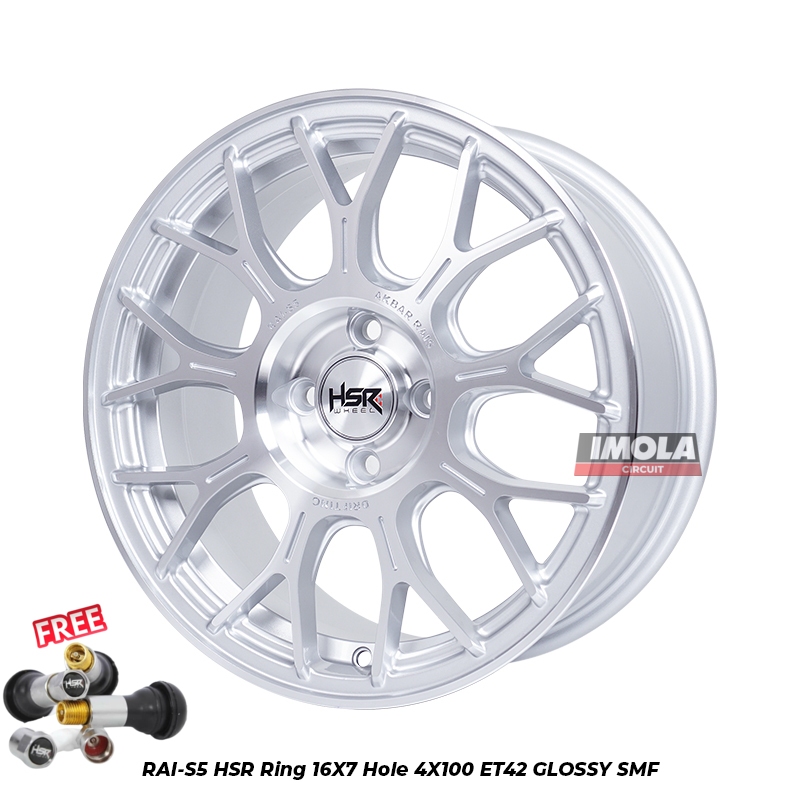 Velg HSR Ring 16 Jazz Yaris Brio Mobilio Velg Pelek Mobil HSR RAI-S5 R16 Lebar 7 Silver
