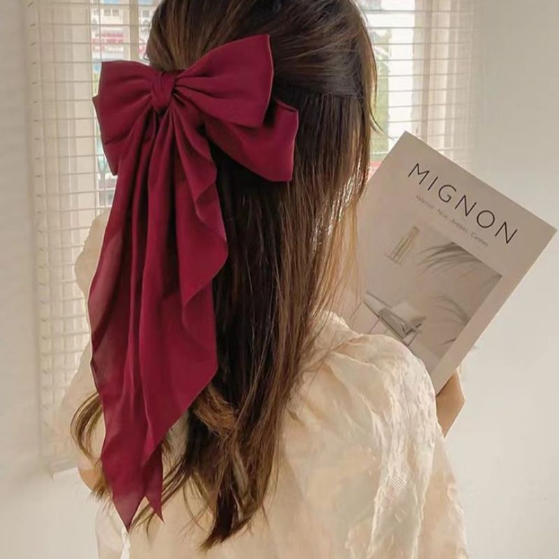 Jepit Rambut Pita Ribbon Bahan Satin Panjang Korea