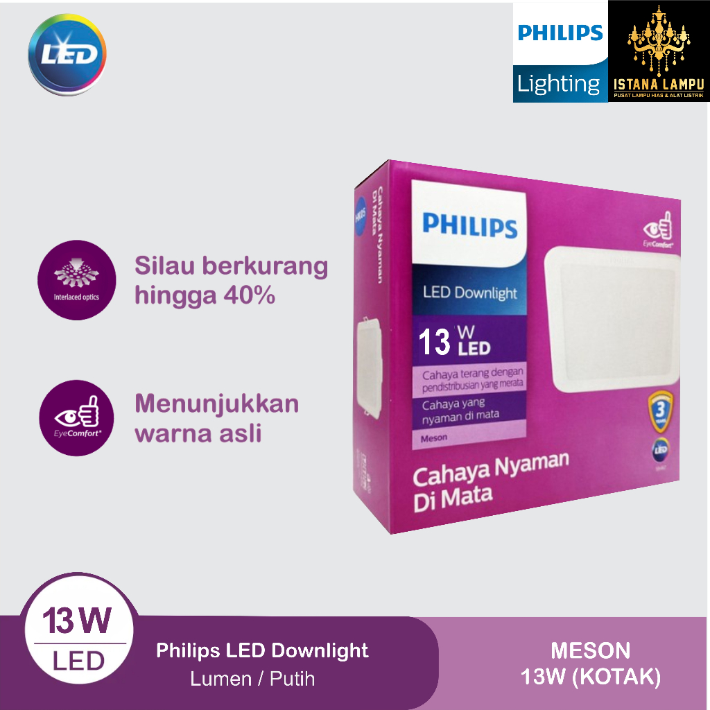 Lampu Downlight LED Philips 13w kotak Meson ORIGINAL