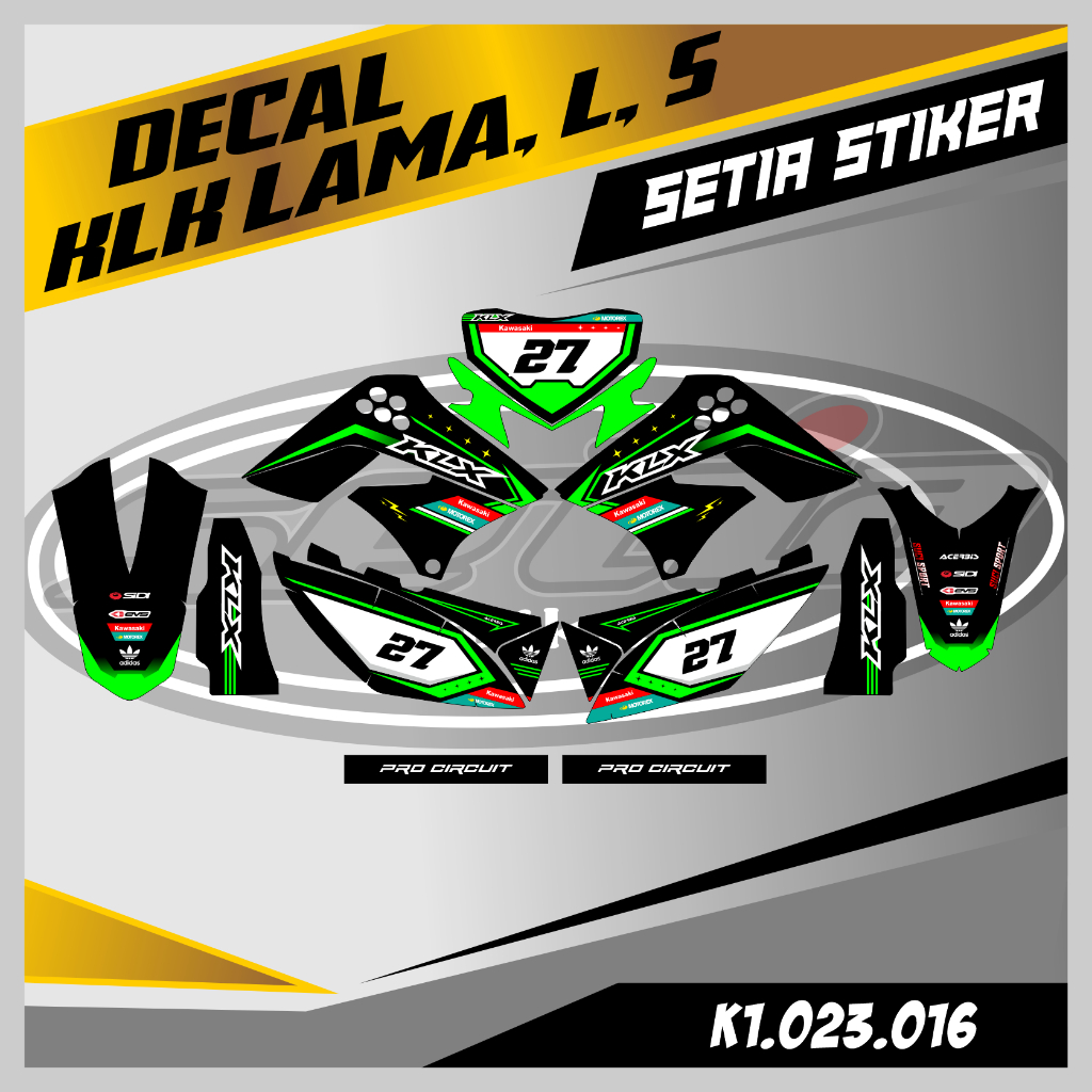DECAL KLX LAMA, L, S, DTRACKER LAMA, HIJAU, SUPERMOTO, TRAIL, DESAIN BEBAS CUSTOM BARU (K1.023.016)