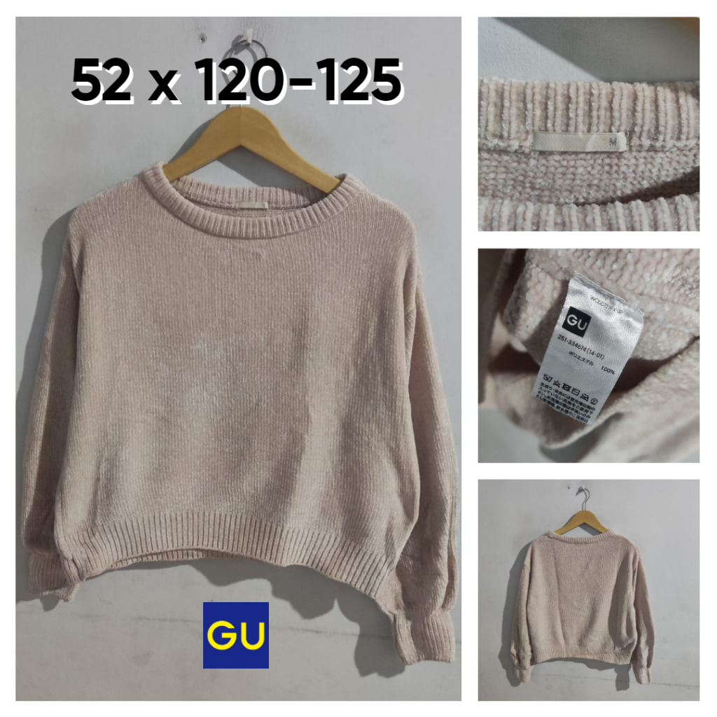 Sweater GU by Uniqlo Coklat Susu Tebal Size M fit L Wanita Atasan Cewek Outer Bahan Lembut
