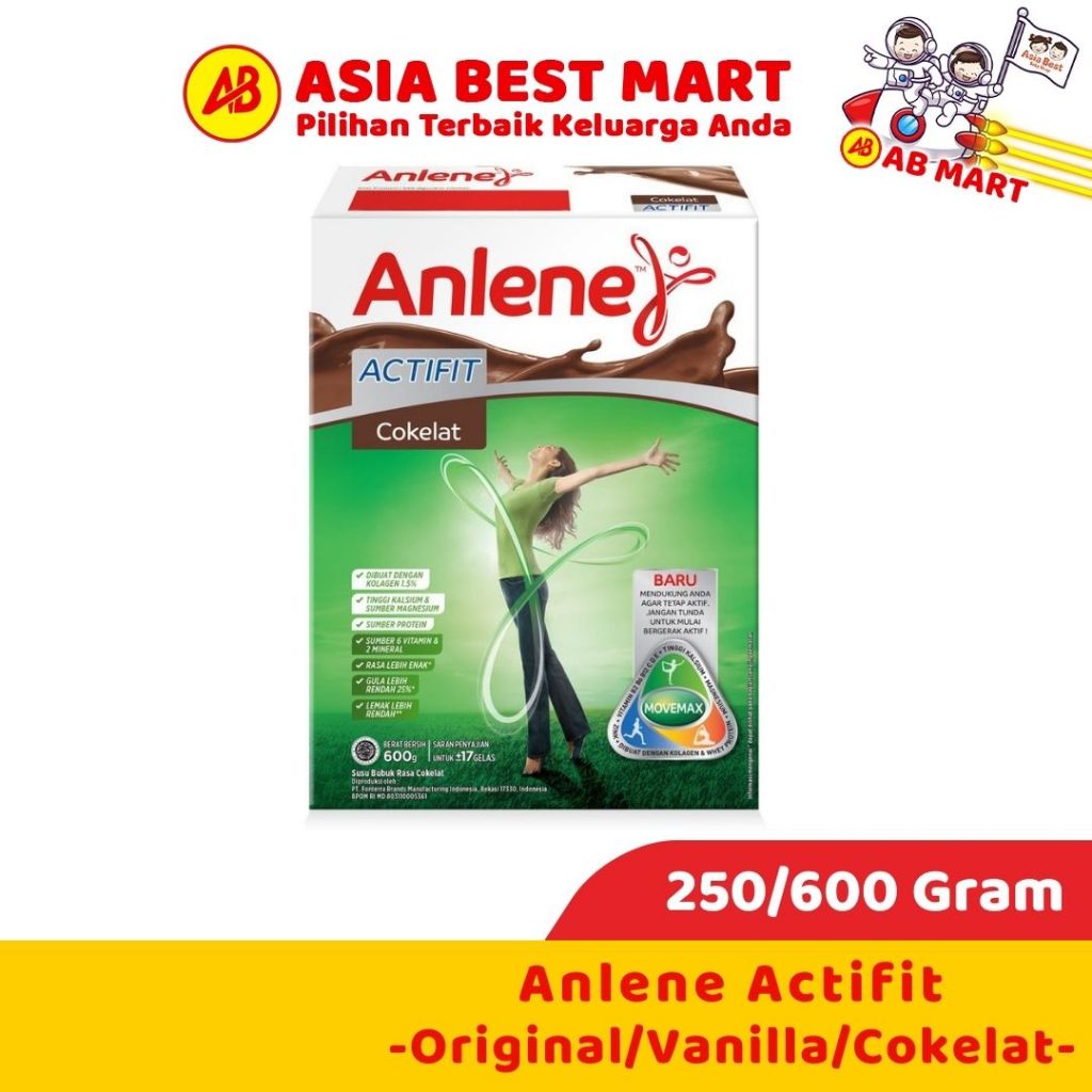 

Anlene Actifit 600gr 250gr Coklat Vanilla Original Susu Bubuk Dewasa Tulang Tinggi Kalsium Protein