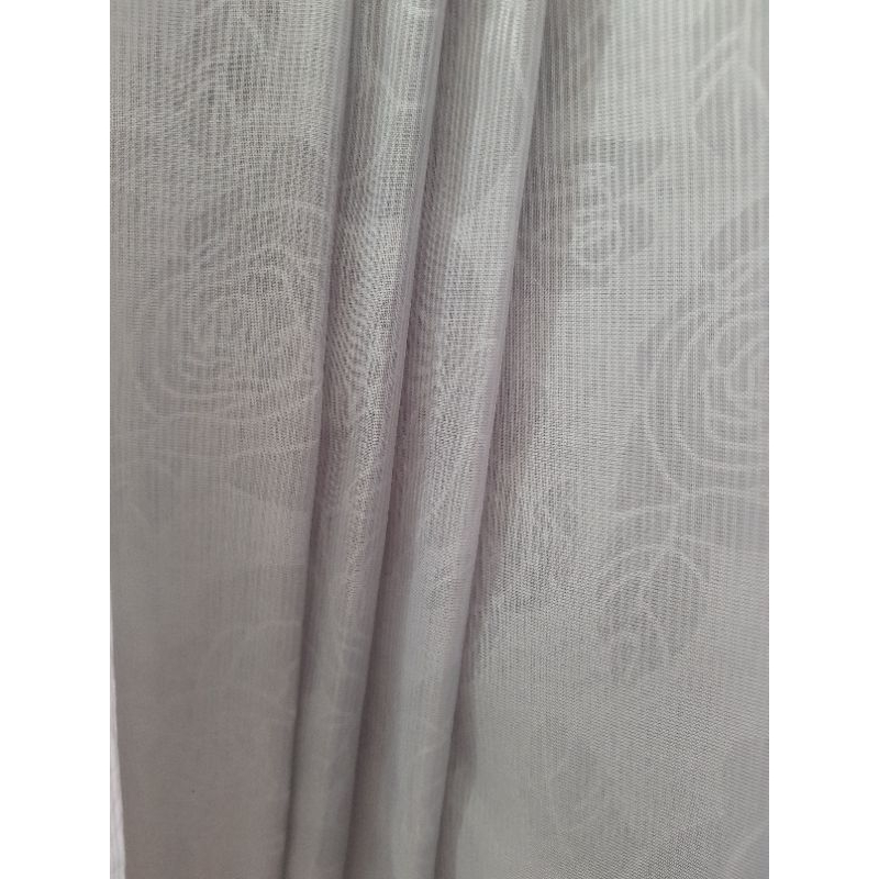 Vitrase Gorden Nylon Import Premium Abu Abu Voil Motif Bunga