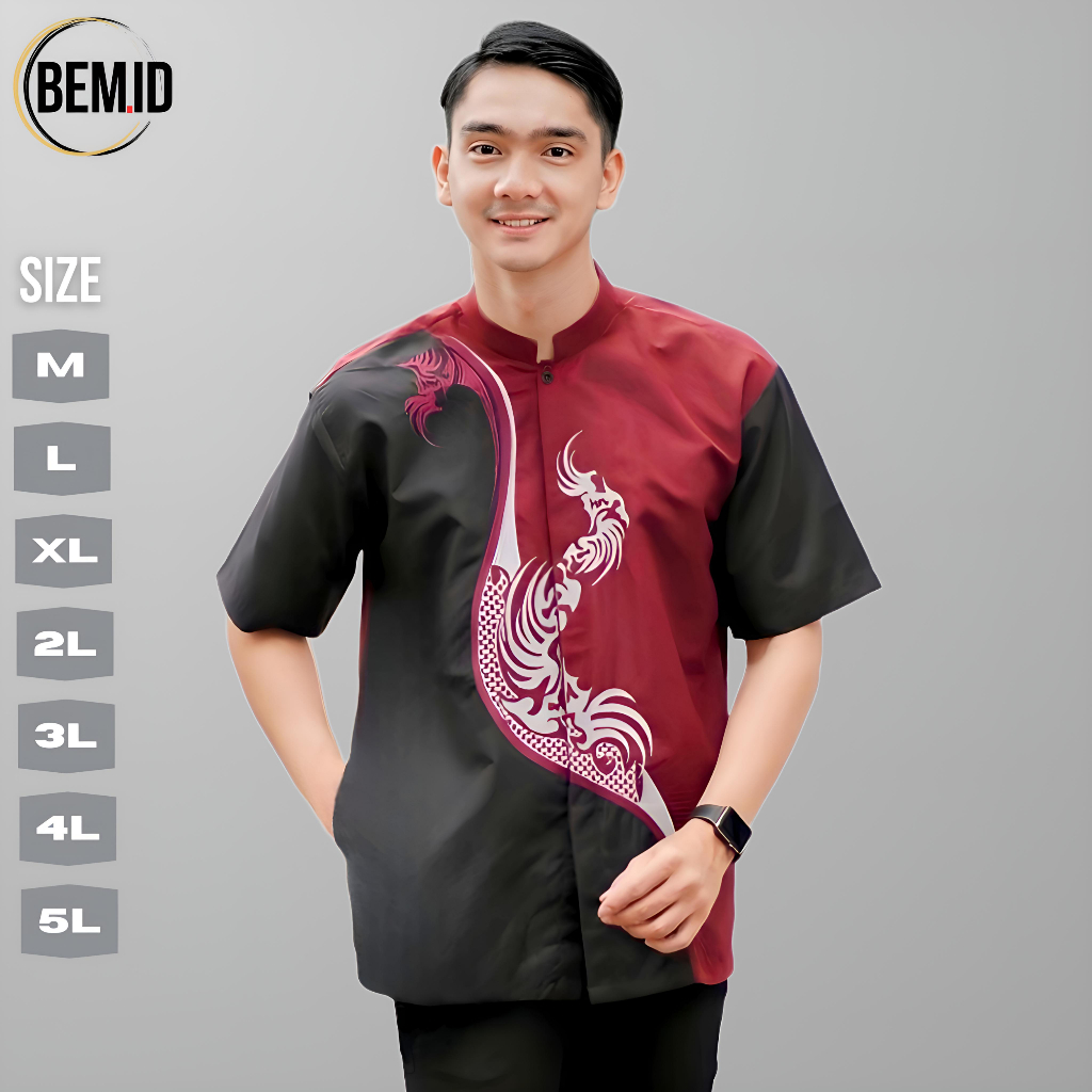 Baju Koko JUMBO BIG SIZE XXL XXXL XXXXL 2XL 3XL 4XL Lengan Pendek Putih Kemeja Koko Muslim Bordir