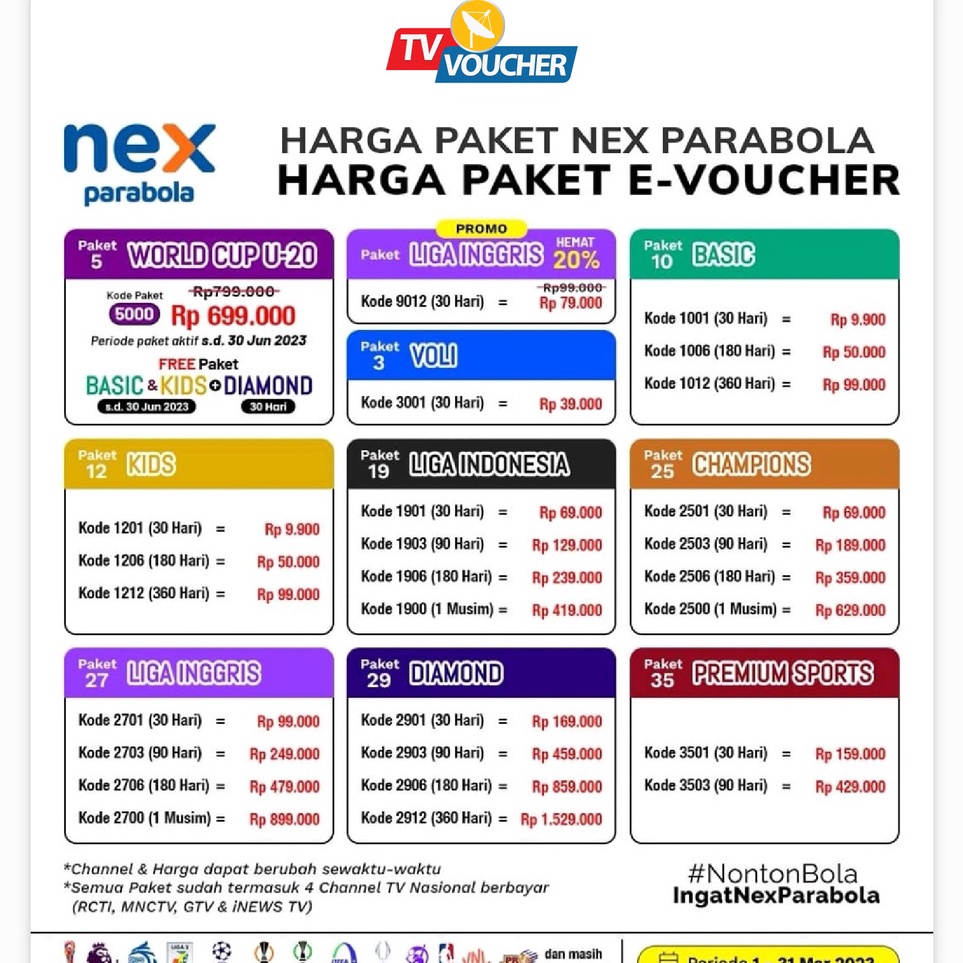 Stok banyak Paket Basic Nex Parabola 1 thn v Premium Terlaris