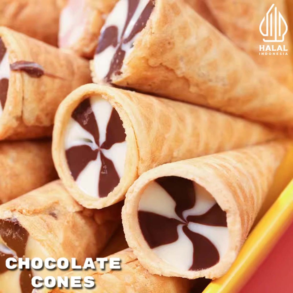 

(HALAL) Biskuit Wafer Chocolate Cones Ice Cream 1 Pack | Coklat Bentuk Ice Cream Enak Manis dan Creamy Milk | Choco Cone Ice Cream Waffle