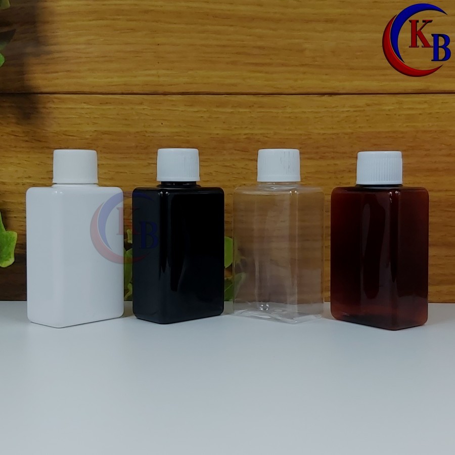 BOTOL ULIR 100 ML PLASTIK PUTIH NECK 24 / BOTOL PLASTIK PET KOTAK 100ML