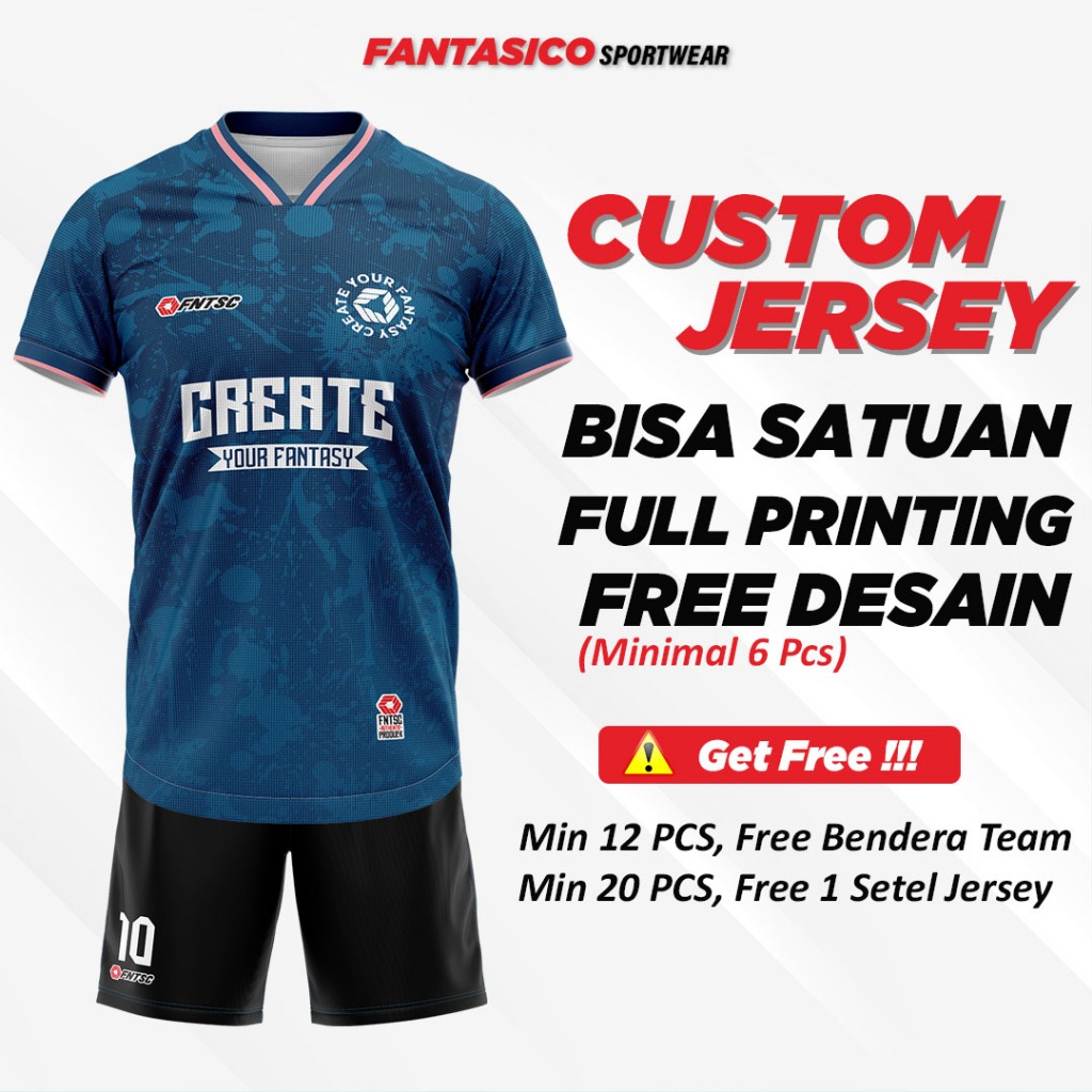 Fantasico Jersey Futsal Custom Kaos Baju Setelan Dmnt Jersey Jersy Futsal Bola Volly Voli Running Ga