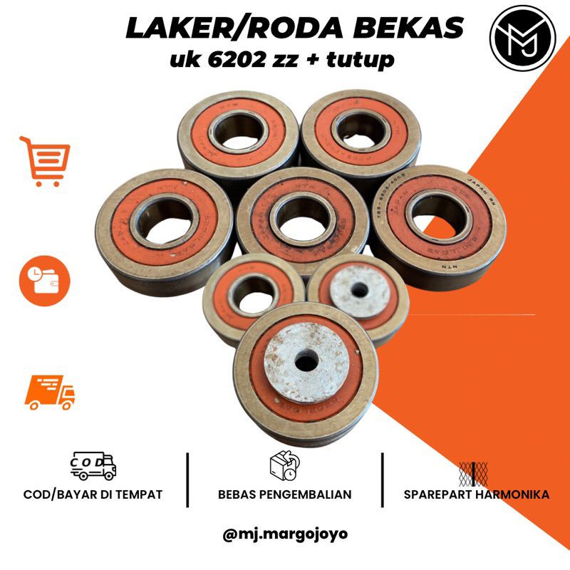 [1 PCS] Bearing bekas 6202 zz + tutup laker bekas laher bekas bearings roda besi sparepart harmonika