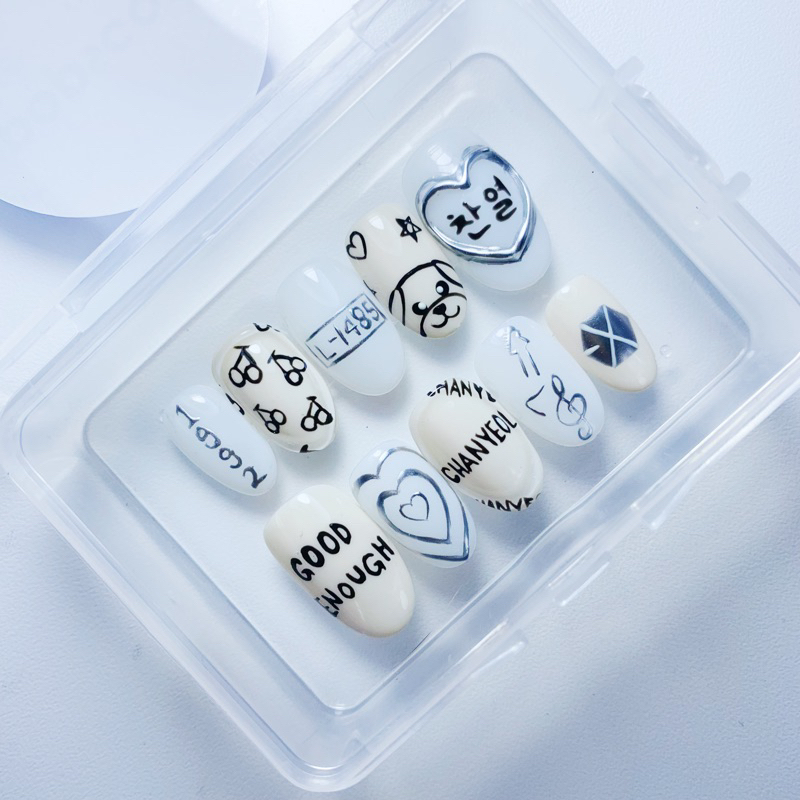 EXO chanyeol custom press on fake nails nail art gel kuku palsu
