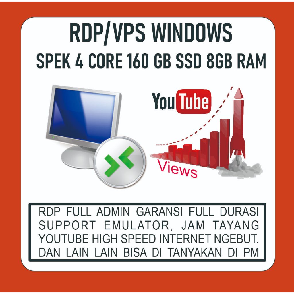 RDP 4 CORE 160GB SSD 8GB RAM SUPPORT EMULATOR