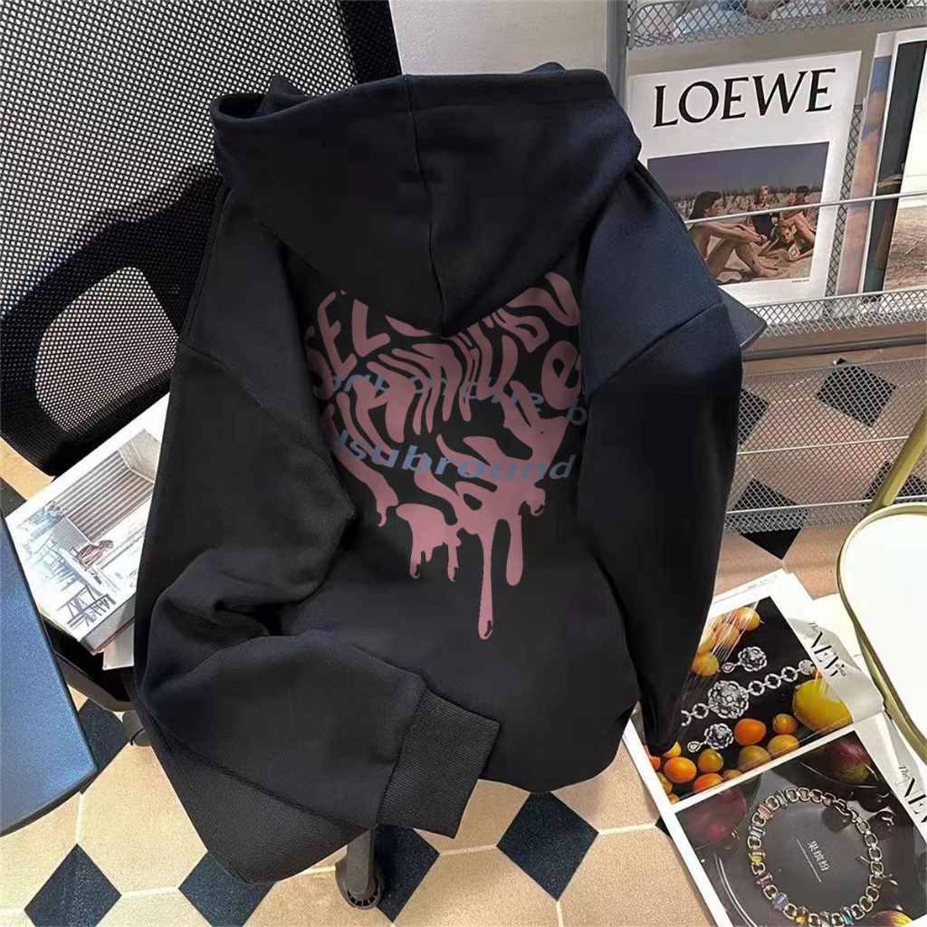 KOIKOO Hoodie Sweatshirt Oversize Korean Style Pink Love | Hoodie Hitam Wanita Tebal | Hoodie Couple