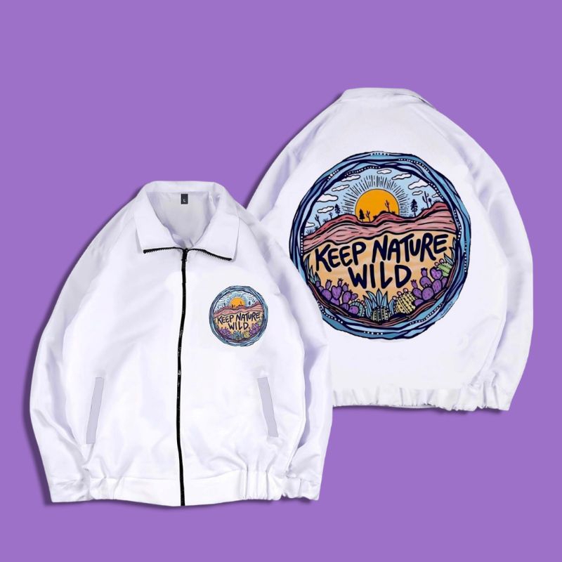 JACKET MOTIF/ COACH JACKET/  WINDBREAKER PUTIH JACKET/ JACKET BAHAN PARASUT PREMIUM ANTI AIR Motif K