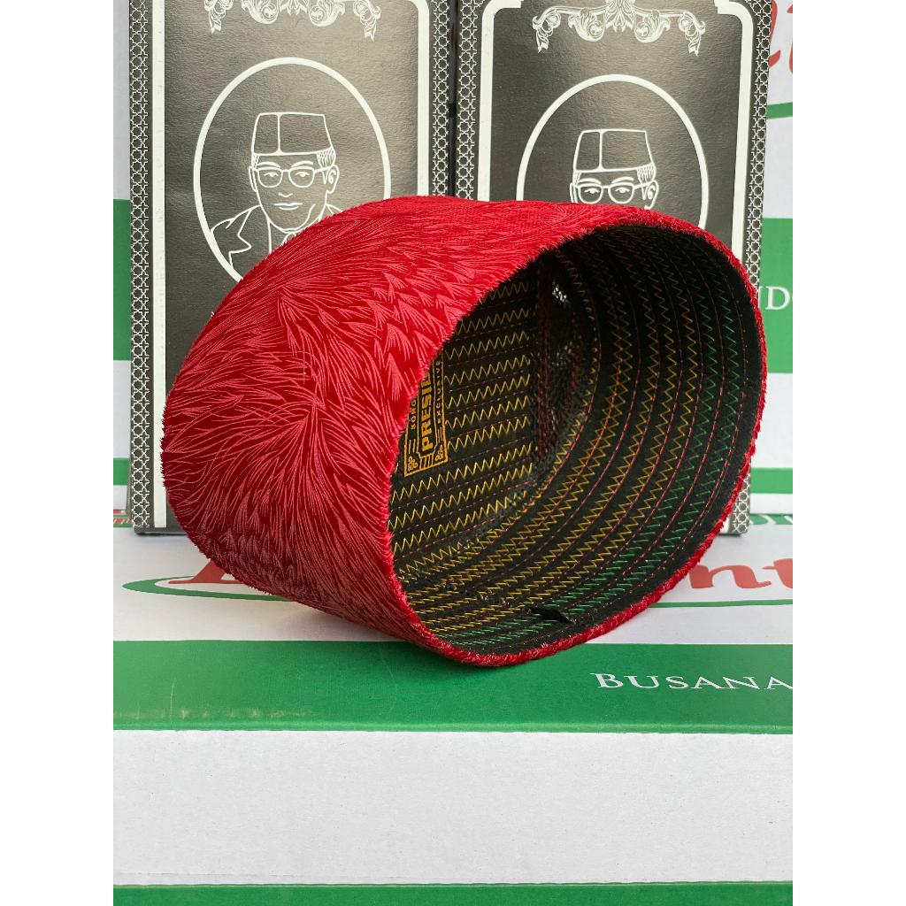 PECI MERAH MOTIF BULU-Peci Hitam Ukuran 1-10, Peci Kain Bludru, Songkok Nasional, Busana Indonesia, 
