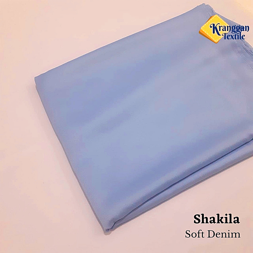 Bahan Kain Shakila Polos Premium Soft Denim Lebar 150cm