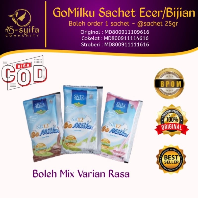 

GOMILKU SR12 SACHET ECER (Tanpa Minimal Order) SUSU KAMBING ETAWA PREMIUM