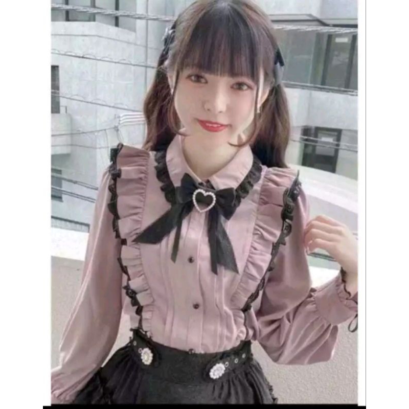 【AiVii】JIRAI PINK SHIRT KEMEJA JIRAI KEI HARAJUKU