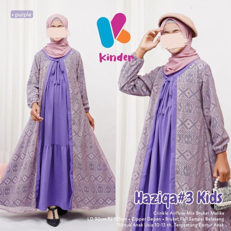 Haziqa series dress gamis anak fashion muslim anak kekinian by Kinder