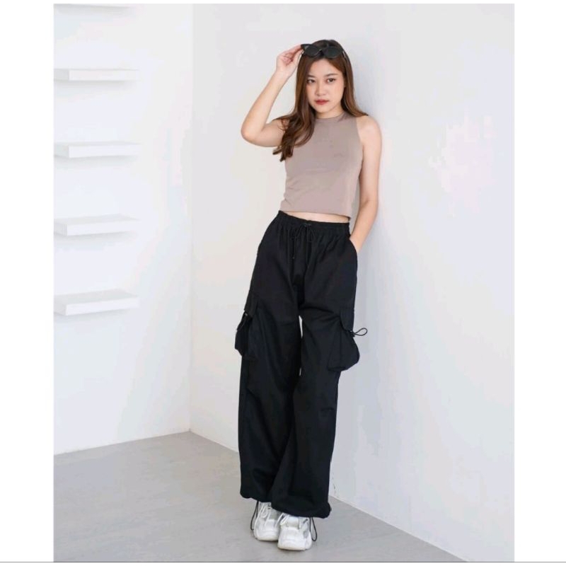 Celana Kiya Cargo Pants Highwaist Celana Cargo Wanita Style Korea Jumbo Celana Cewe Kekinian