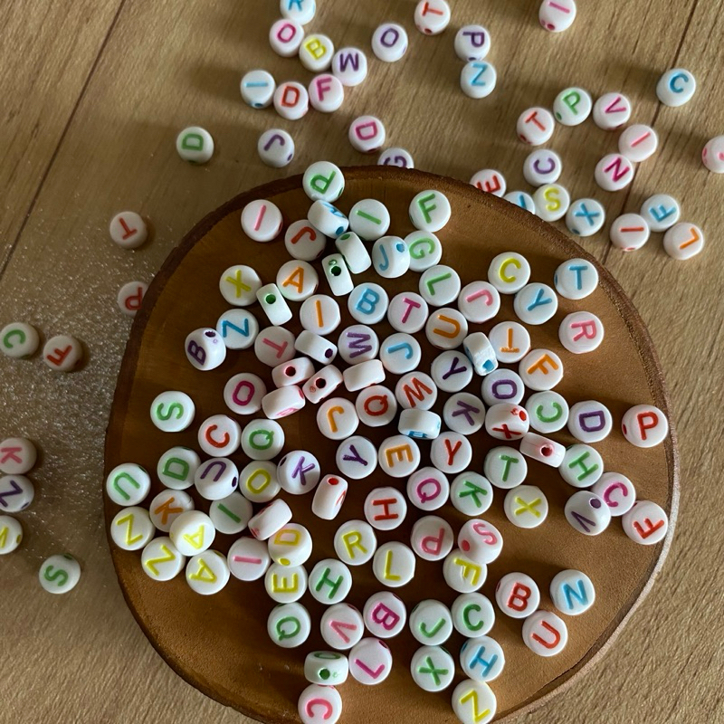 Manik Manik Huruf/Alfabet Bulat Warna Warni