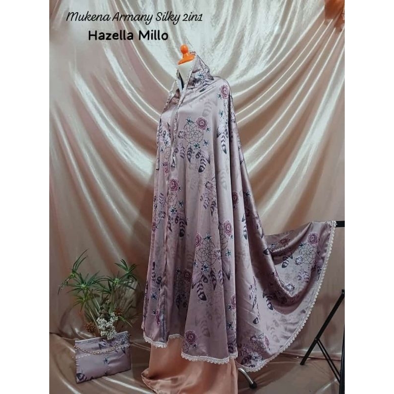 Mukena Armani Silk Jumbo Resleting Dagu