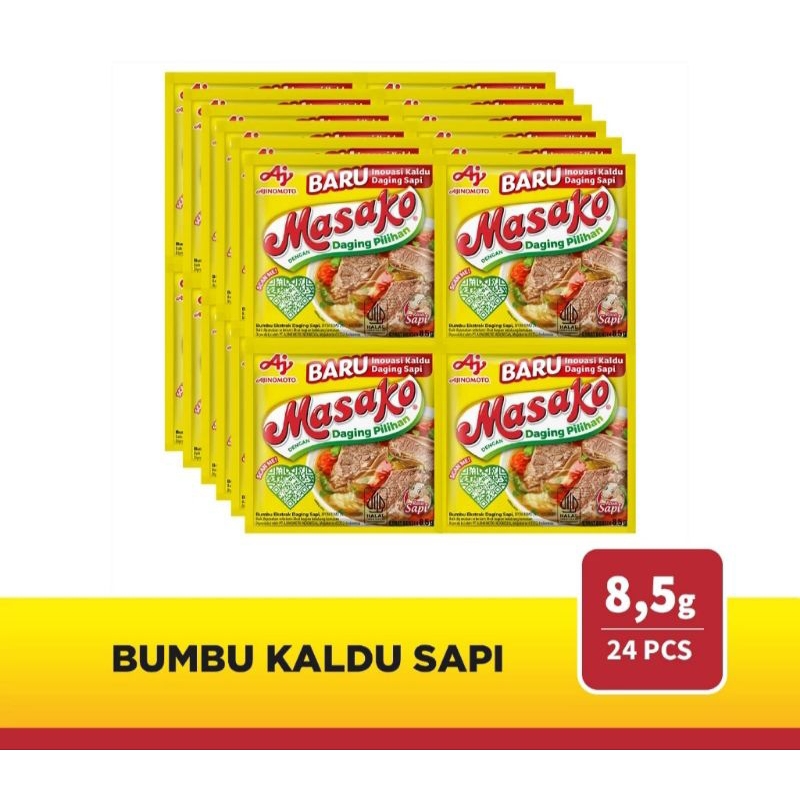 

Masako Bumbu Kaldu Penyedap Rasa Sapi 8,5gr (12pcs)