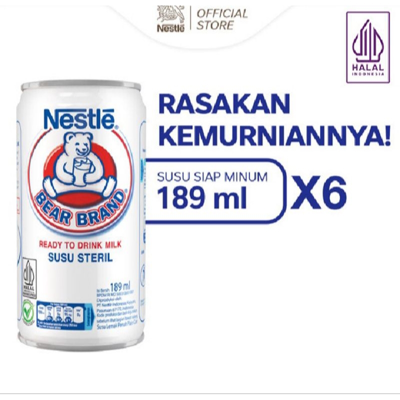 

Susu Bear Brand (Paket 6pcs) 189ml Susu Sapi steril siap minum