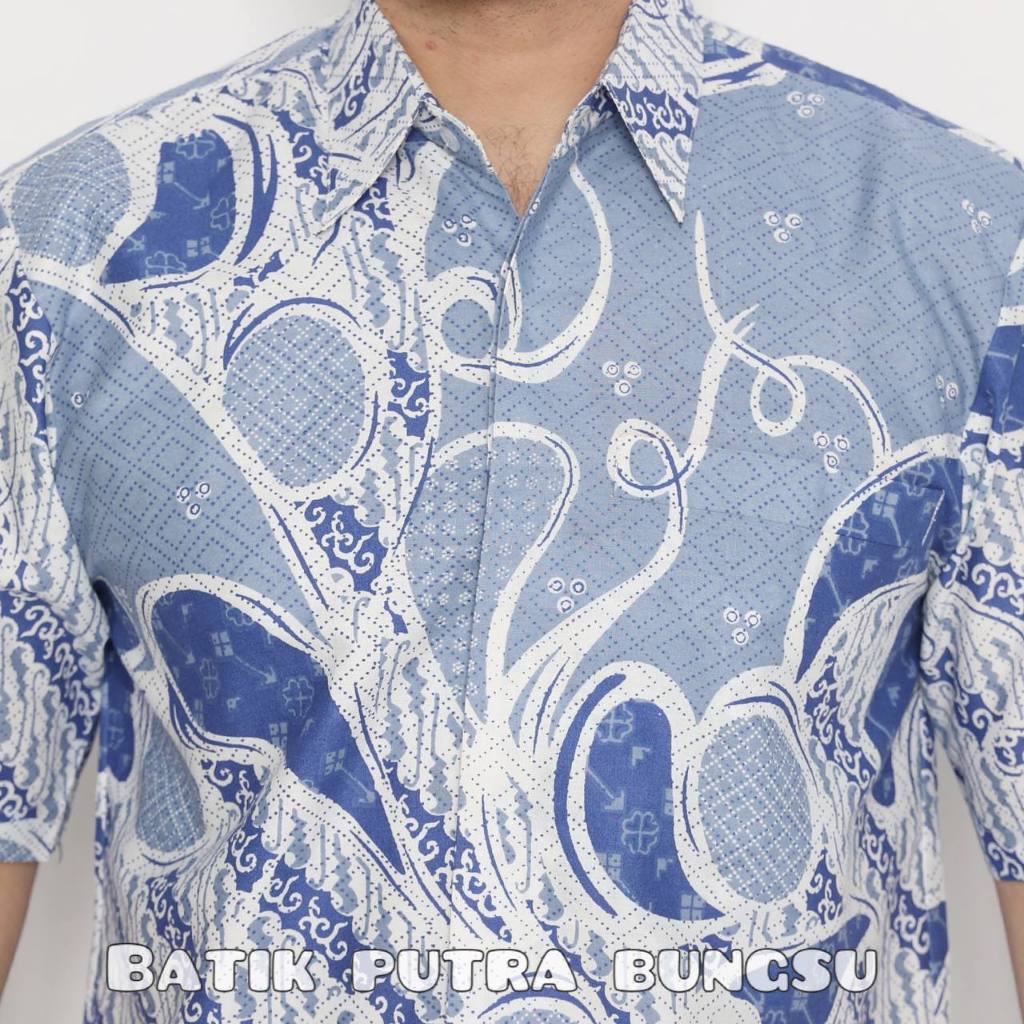 NEW DEALS [FULL FURING] ANTASENA BIRU KEMEJA BATIK PRIA LENGAN PENDEK PREMIUM BATIK PRIA ANAK MUDA