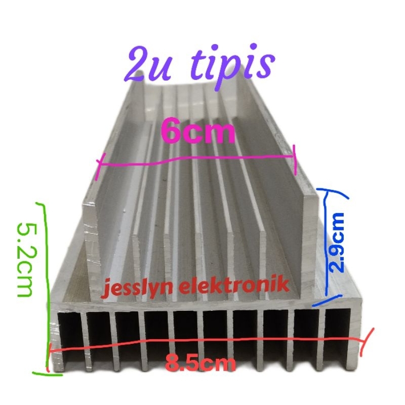pendingin 2u tipis 20cm 18 sirip pendingin built up 2u 20cm
