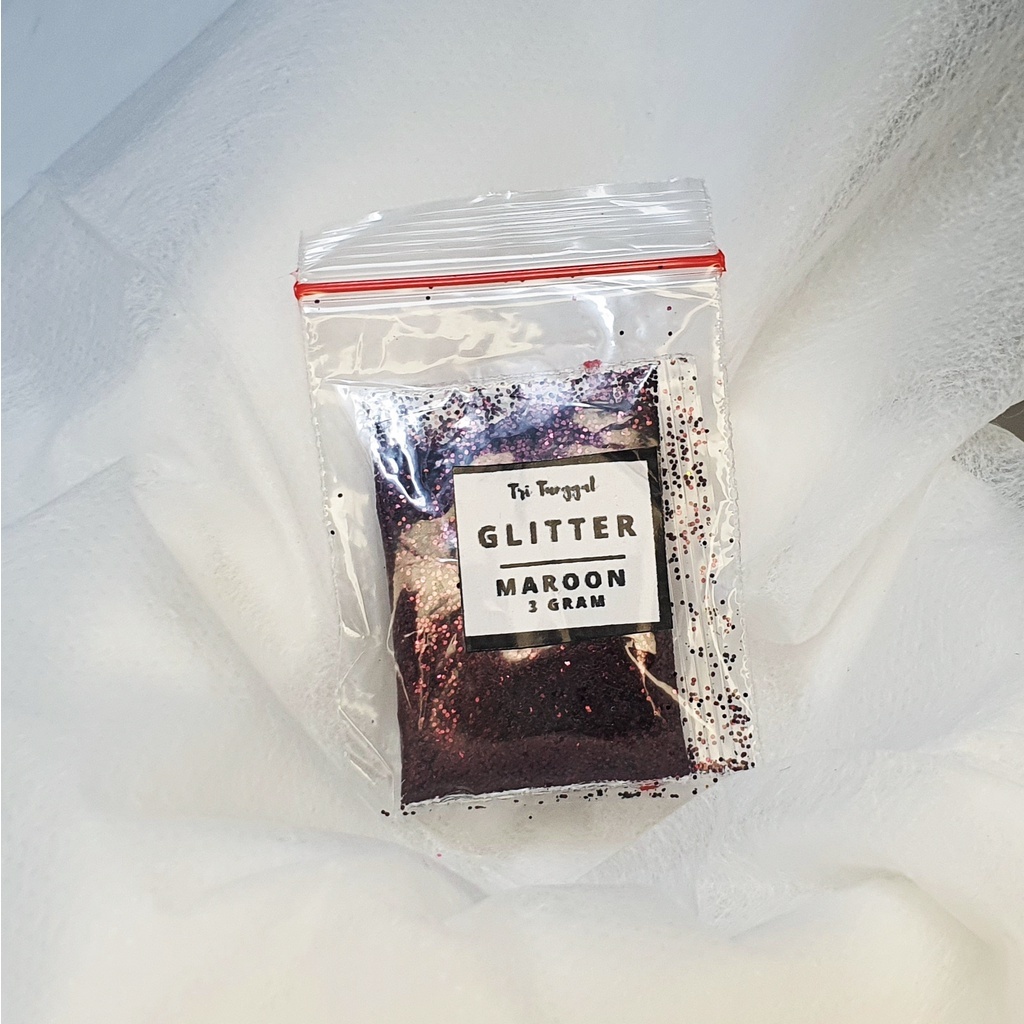 Glitter 3gr MAROON Premium Powder Slime Anak Nail Art Gliter Ombre Bubuk Bling Resin Kelap Kelip Tes