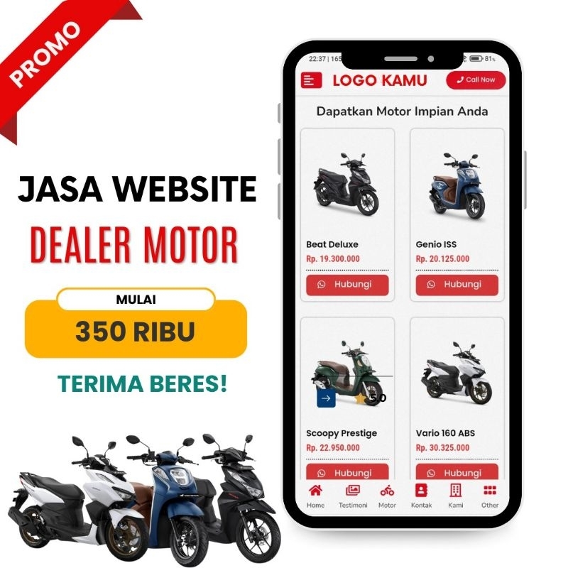 Jasa Website Dealer Motor Murah Bergaransi