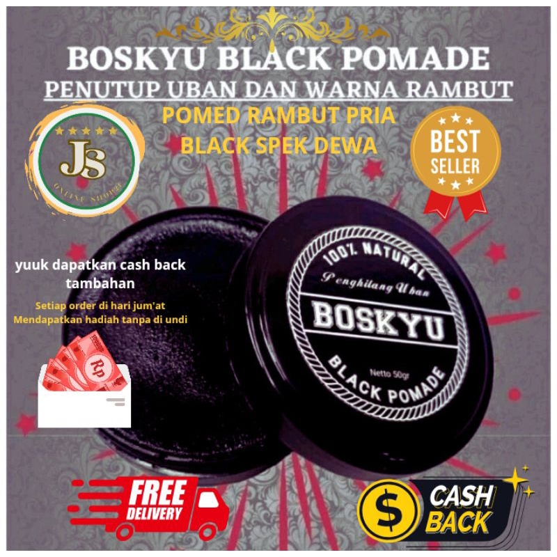 ORIGINAL POMED BLACK | POMED BLACK BOSKYU  | POMED RAMBUT PRIA PENUTUP RAMBUT BERUBAN DAN WARNA PADA