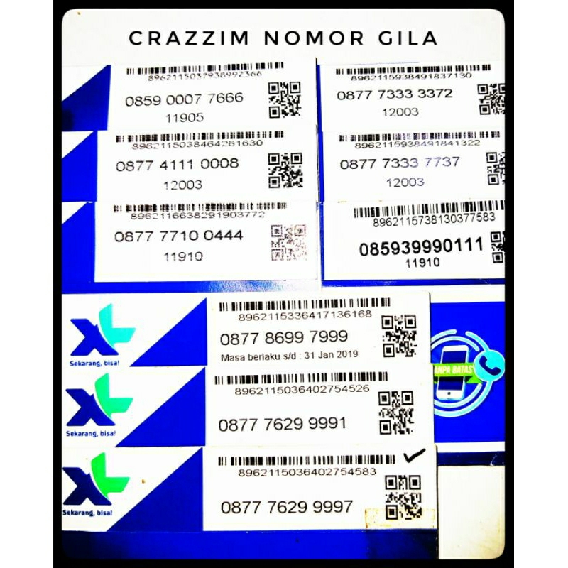 Nomor Cantik XL Triple Kwartet Ribuan Panca. No Cantik Super. Kartu Perdana Cantik