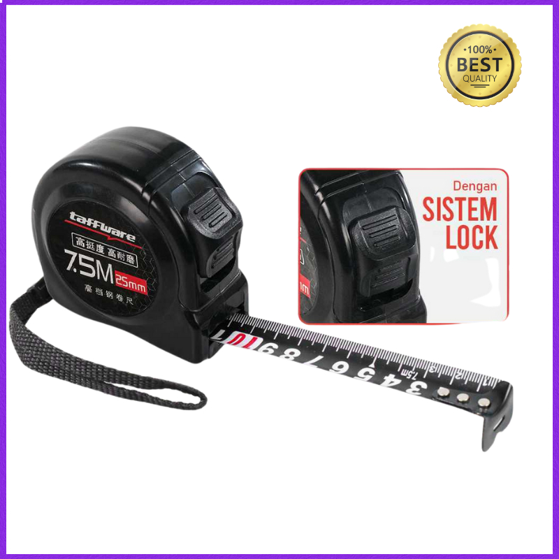 Promo Taffware Roll Meteran Retractable Ruler Precision Steel 7.5M / / Meteran 7,5 Meter Paling Kuat