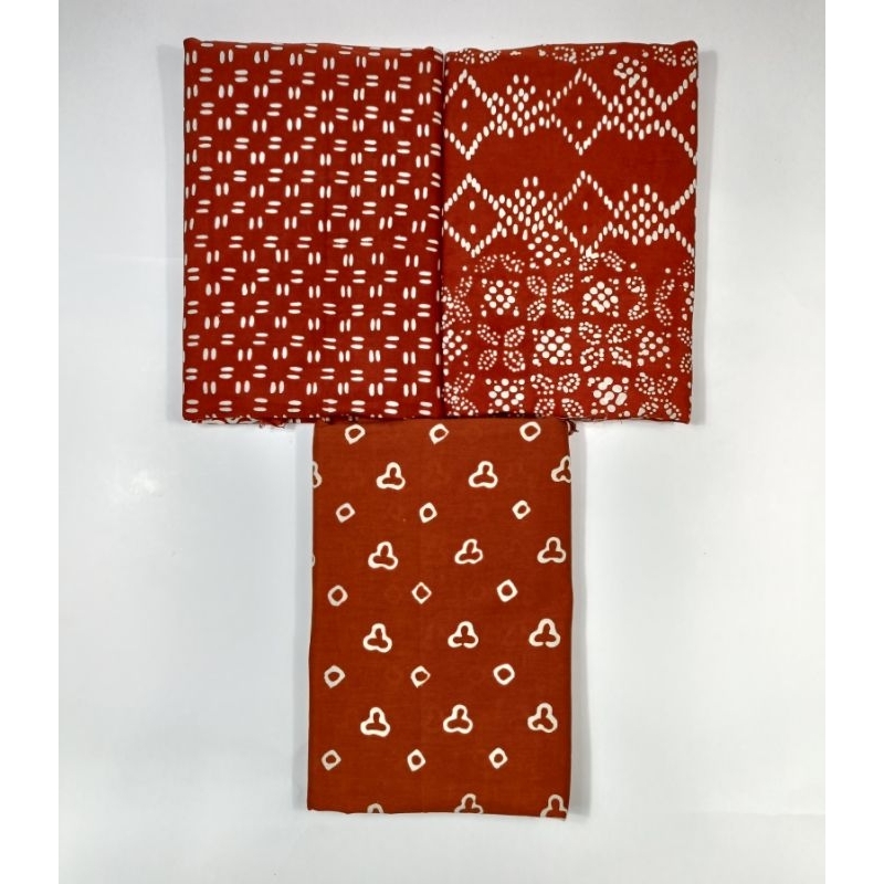 kain Batik Cap garutan G1W warna teracota merah bata