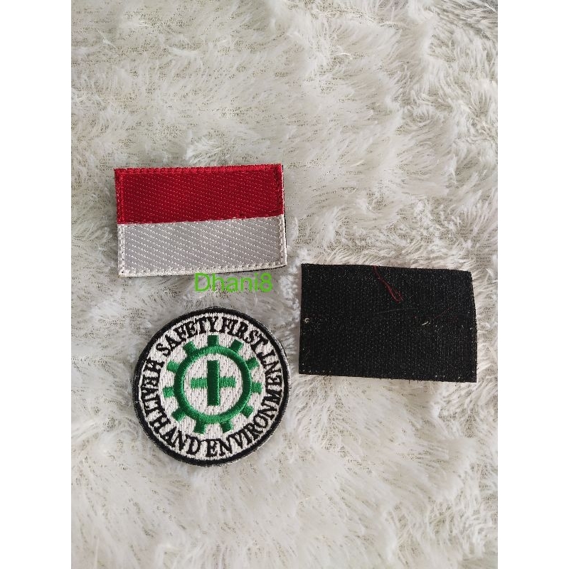 LOGO SAFETY FIRST+Merah Putih BORDIR VELCRO PEREKAT