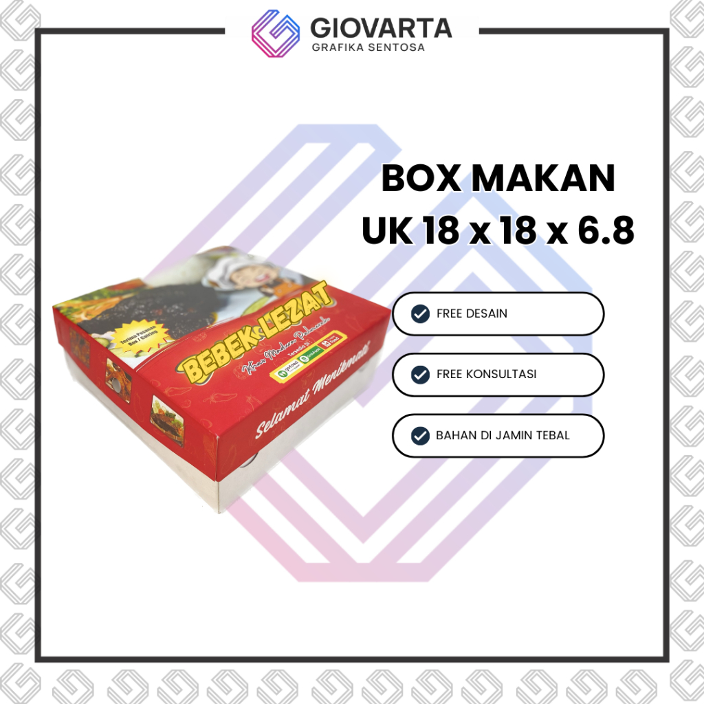 Box Makanan / Lunch Box Paper / Paper Box Lunch Custom Desain Ukuran 18x18
