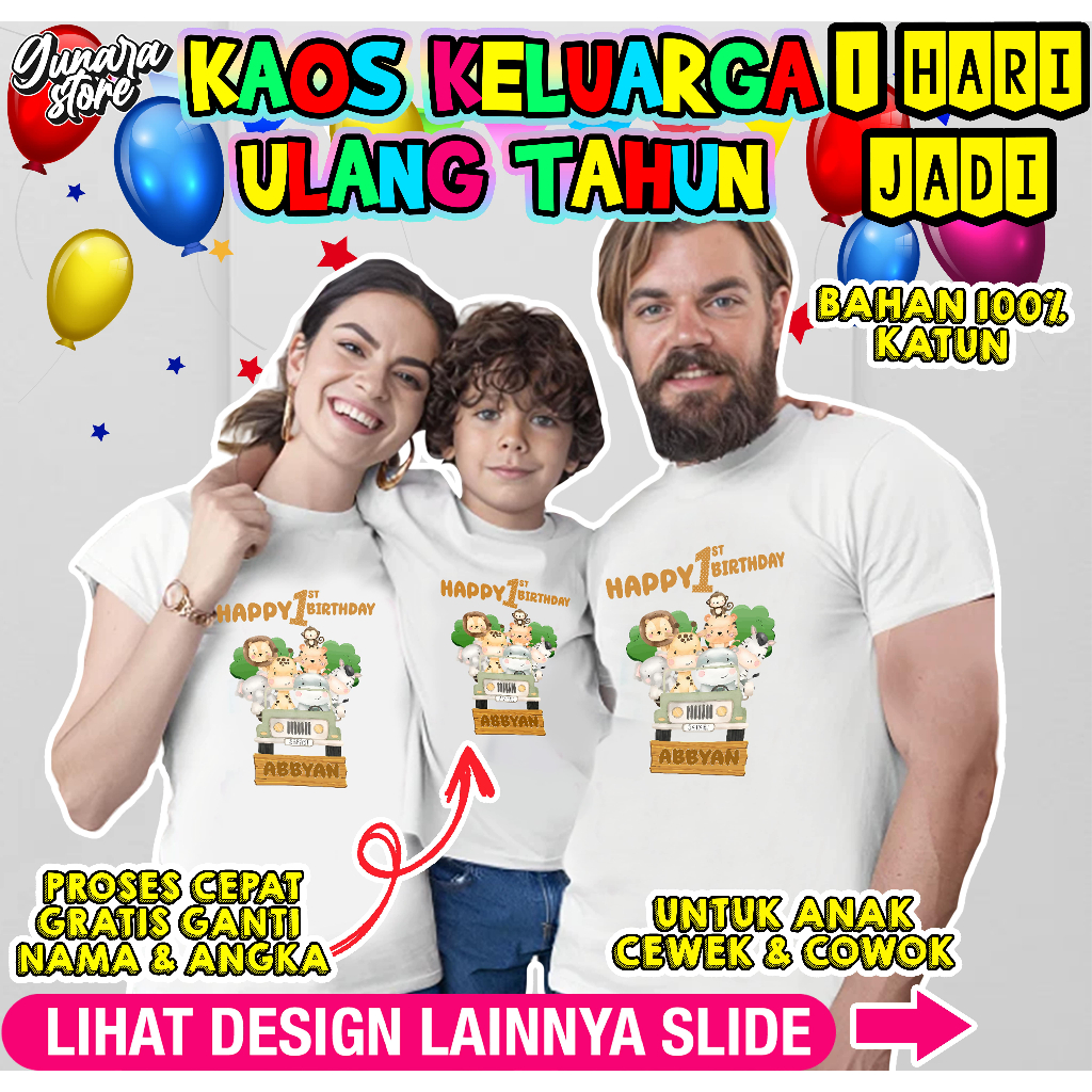 Gunara KAOS BAJU ULANG TAHUN ANAK KAOS ULTAH KELUARGA KAOS CUSTOM ULTAH | SAFARI ZOO 1