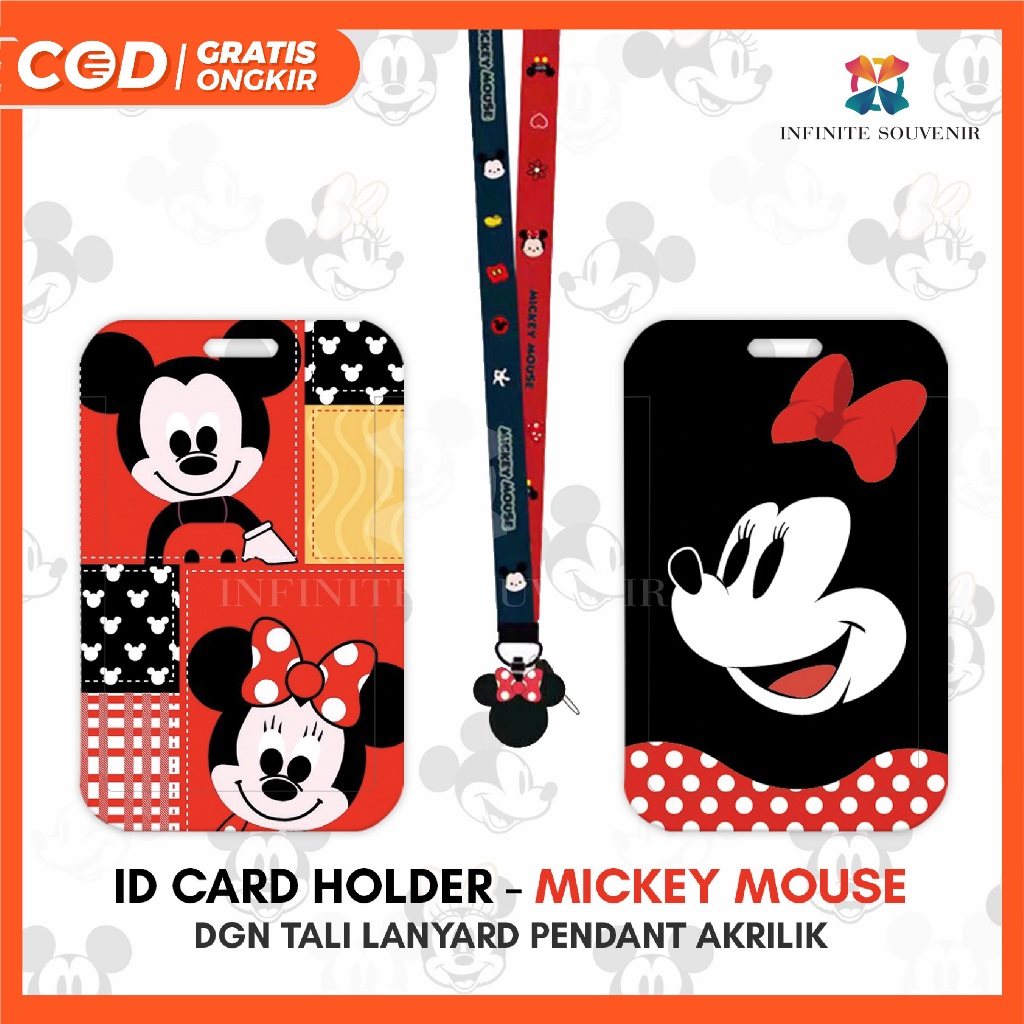 

[N003] MICKEY MOUSE / Name Tag Card Holder Motif Karakter Mickey Mouse /Minnie / Tikus Disney dengan Tali Lanyard Pendant Akrilik / ID Card Holder Tali Gantungan Acrylic Lucu / Nametag / Tempat Kartu Flazz / Emoney