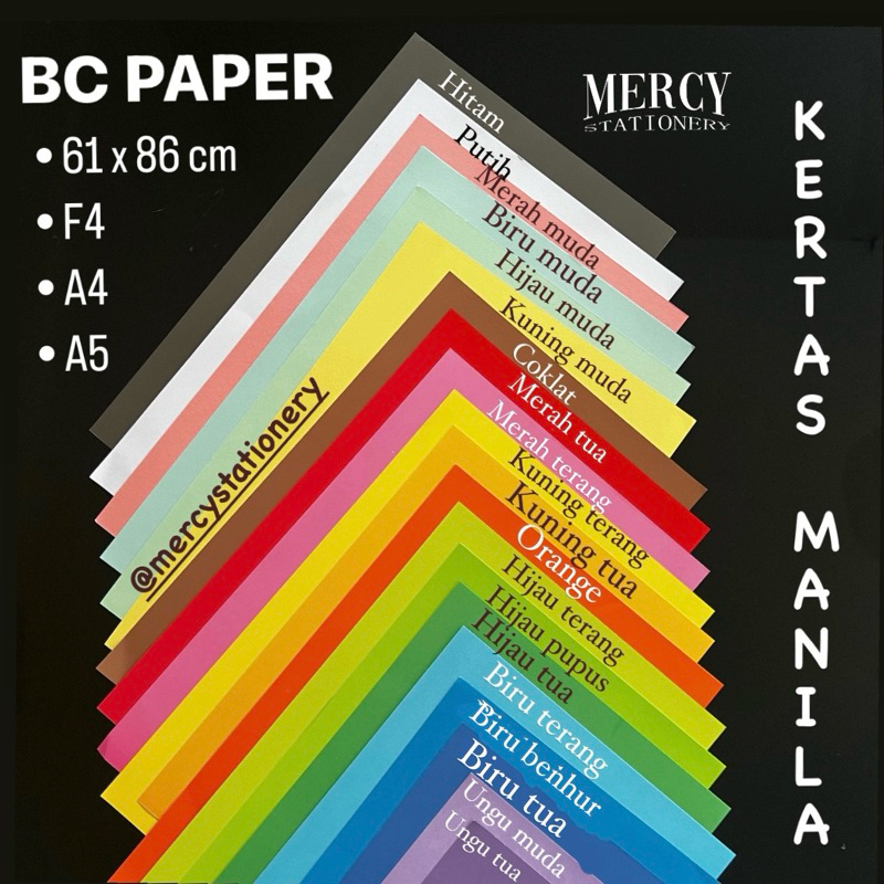 

100 Lembar - Kertas BC Manila F4 160gsm 150gr Karton BC Paper A4 Folio
