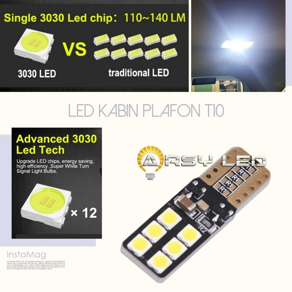 Lampu Plafon Kabin LED T10 Mobil 3030 Super Bright putih Brio Mobilio BRV