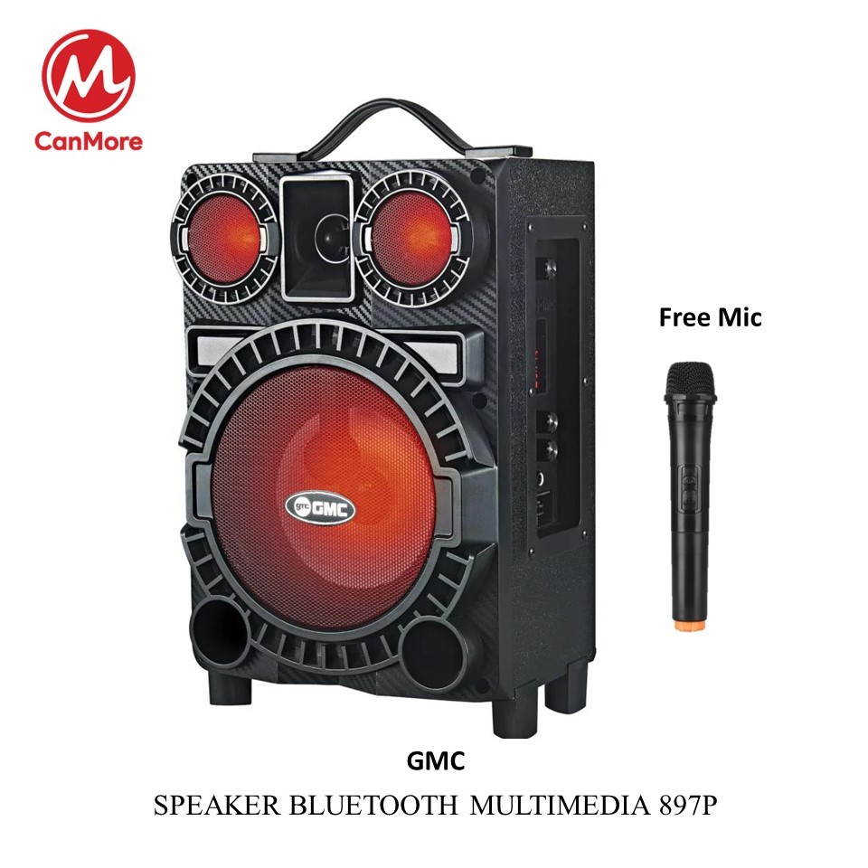 GMC Speaker Bluetooth Portable 897P Karaoke Free Mic Wireless High Power 897 P