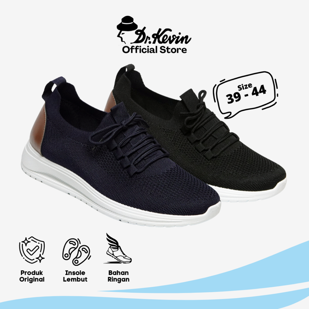 Dr. Kevin Sepatu Sport Pria Men Sneakers Sekolah Flyknit Tali 889-068